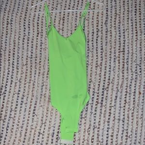 Lime green body suit